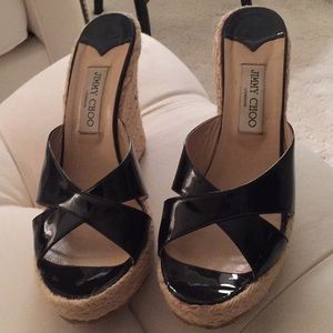 Black Patent Jimmy Choo Espadrilles.